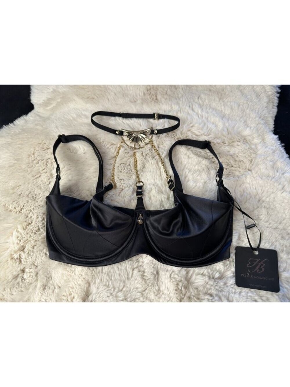 RARE🔥 Honey Birdette ADELE 🖤 Black Gold Bra 32DDD